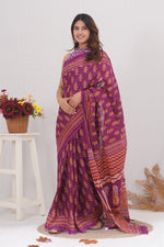 Load image into Gallery viewer, Mulmul Cotton Saree with Hand Block Print - Shivanya Handicrafts Women's Traditional Indian Wear