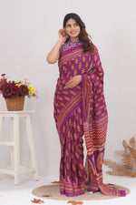Load image into Gallery viewer, Mulmul Cotton Saree with Hand Block Print - Shivanya Handicrafts Women's Traditional Indian Wear