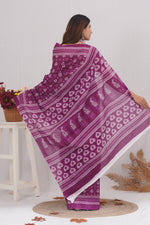 Load image into Gallery viewer, Mulmul Cotton Saree with Hand Block Print - Shivanya Handicrafts Women's Traditional Indian Wear