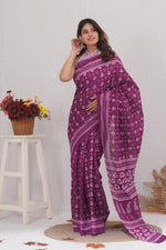 Load image into Gallery viewer, Mulmul Cotton Saree with Hand Block Print - Shivanya Handicrafts Women's Traditional Indian Wear