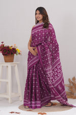 Load image into Gallery viewer, Mulmul Cotton Saree with Hand Block Print - Shivanya Handicrafts Women's Traditional Indian Wear