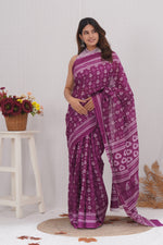Load image into Gallery viewer, Mulmul Cotton Saree with Hand Block Print - Shivanya Handicrafts Women's Traditional Indian Wear