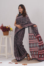 Load image into Gallery viewer, Mulmul Cotton Saree with Hand Block Print - Shivanya Handicrafts Women's Traditional Indian Wear