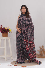 Load image into Gallery viewer, Mulmul Cotton Saree with Hand Block Print - Shivanya Handicrafts Women's Traditional Indian Wear
