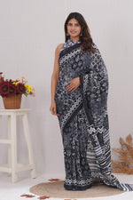 Load image into Gallery viewer, Mulmul Cotton Saree with Hand Block Print - Shivanya Handicrafts Women's Traditional Indian Wear