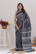 Load image into Gallery viewer, Mulmul Cotton Saree with Hand Block Print - Shivanya Handicrafts Women's Traditional Indian Wear