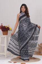 Load image into Gallery viewer, Mulmul Cotton Saree with Hand Block Print - Shivanya Handicrafts Women's Traditional Indian Wear