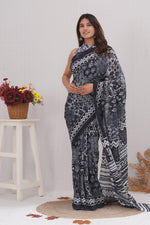 Load image into Gallery viewer, Mulmul Cotton Saree with Hand Block Print - Shivanya Handicrafts Women's Traditional Indian Wear