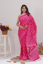 Load image into Gallery viewer, Mulmul Cotton Saree with Hand Block Print - Shivanya Handicrafts Women's Traditional Indian Wear