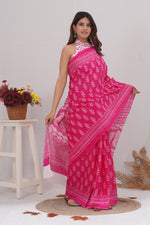 Load image into Gallery viewer, Mulmul Cotton Saree with Hand Block Print - Shivanya Handicrafts Women's Traditional Indian Wear