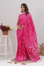 Load image into Gallery viewer, Mulmul Cotton Saree with Hand Block Print - Shivanya Handicrafts Women's Traditional Indian Wear