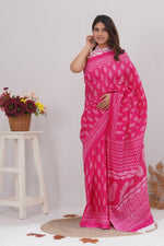 Load image into Gallery viewer, Mulmul Cotton Saree with Hand Block Print - Shivanya Handicrafts Women's Traditional Indian Wear