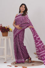 Load image into Gallery viewer, Mulmul Cotton Saree with Hand Block Print - Shivanya Handicrafts Women's Traditional Indian Wear
