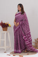 Load image into Gallery viewer, Mulmul Cotton Saree with Hand Block Print - Shivanya Handicrafts Women's Traditional Indian Wear