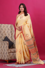 Load image into Gallery viewer, Mulmul Cotton Saree with Hand Block Print - Shivanya Handicrafts Women's Traditional Indian Wear