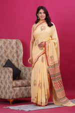 Load image into Gallery viewer, Mulmul Cotton Saree with Hand Block Print - Shivanya Handicrafts Women's Traditional Indian Wear