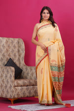 Load image into Gallery viewer, Mulmul Cotton Saree with Hand Block Print - Shivanya Handicrafts Women's Traditional Indian Wear