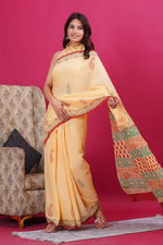 Load image into Gallery viewer, Mulmul Cotton Saree with Hand Block Print - Shivanya Handicrafts Women's Traditional Indian Wear