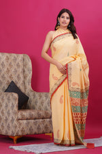 Load image into Gallery viewer, Mulmul Cotton Saree with Hand Block Print - Shivanya Handicrafts Women's Traditional Indian Wear