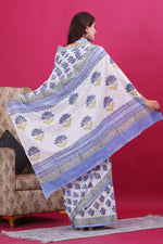 Load image into Gallery viewer, Mulmul Cotton Saree with Hand Block Print - Shivanya Handicrafts Women's Traditional Indian Wear