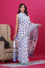 Load image into Gallery viewer, Mulmul Cotton Saree with Hand Block Print - Shivanya Handicrafts Women's Traditional Indian Wear