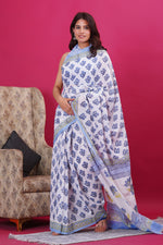 Load image into Gallery viewer, Mulmul Cotton Saree with Hand Block Print - Shivanya Handicrafts Women's Traditional Indian Wear