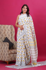 Load image into Gallery viewer, Mulmul Cotton Saree with Hand Block Print - Shivanya Handicrafts Women's Traditional Indian Wear