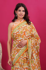 Load image into Gallery viewer, Mulmul Cotton Saree with Hand Block Print - Shivanya Handicrafts Women's Traditional Indian Wear