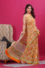 Load image into Gallery viewer, Mulmul Cotton Saree with Hand Block Print - Shivanya Handicrafts Women's Traditional Indian Wear