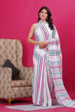Load image into Gallery viewer, Mulmul Cotton Saree with Hand Block Print - Shivanya Handicrafts Women's Traditional Indian Wear