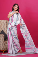 Load image into Gallery viewer, Mulmul Cotton Saree with Hand Block Print - Shivanya Handicrafts Women's Traditional Indian Wear