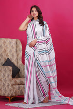 Load image into Gallery viewer, Mulmul Cotton Saree with Hand Block Print - Shivanya Handicrafts Women's Traditional Indian Wear