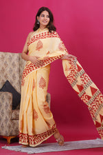 Load image into Gallery viewer, Mulmul Cotton Saree with Hand Block Print - Shivanya Handicrafts Women's Traditional Indian Wear