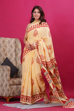 Load image into Gallery viewer, Mulmul Cotton Saree with Hand Block Print - Shivanya Handicrafts Women's Traditional Indian Wear