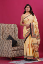 Load image into Gallery viewer, Mulmul Cotton Saree with Hand Block Print - Shivanya Handicrafts Women's Traditional Indian Wear