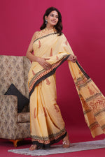 Load image into Gallery viewer, Mulmul Cotton Saree with Hand Block Print - Shivanya Handicrafts Women's Traditional Indian Wear