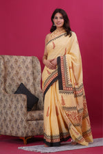 Load image into Gallery viewer, Mulmul Cotton Saree with Hand Block Print - Shivanya Handicrafts Women's Traditional Indian Wear