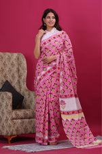 Load image into Gallery viewer, Mulmul Cotton Saree with Hand Block Print - Shivanya Handicrafts Women's Traditional Indian Wear