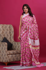 Load image into Gallery viewer, Mulmul Cotton Saree with Hand Block Print - Shivanya Handicrafts Women's Traditional Indian Wear