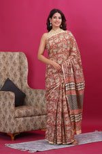 Load image into Gallery viewer, Mulmul Cotton Saree with Hand Block Print - Shivanya Handicrafts Women's Traditional Indian Wear