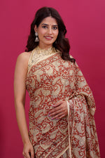 Load image into Gallery viewer, Mulmul Cotton Saree with Hand Block Print - Shivanya Handicrafts Women's Traditional Indian Wear