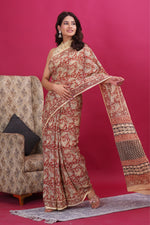 Load image into Gallery viewer, Mulmul Cotton Saree with Hand Block Print - Shivanya Handicrafts Women's Traditional Indian Wear