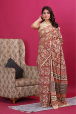 Load image into Gallery viewer, Mulmul Cotton Saree with Hand Block Print - Shivanya Handicrafts Women's Traditional Indian Wear