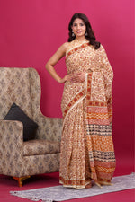 Load image into Gallery viewer, Mulmul Cotton Saree with Hand Block Print - Shivanya Handicrafts Women's Traditional Indian Wear
