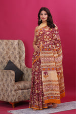 Load image into Gallery viewer, Mulmul Cotton Saree with Hand Block Print - Shivanya Handicrafts Women's Traditional Indian Wear