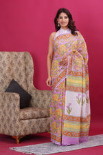 Load image into Gallery viewer, Mulmul Cotton Saree with Hand Block Print - Shivanya Handicrafts Women's Traditional Indian Wear