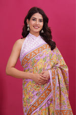 Load image into Gallery viewer, Mulmul Cotton Saree with Hand Block Print - Shivanya Handicrafts Women's Traditional Indian Wear