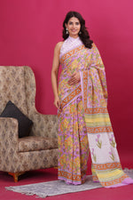 Load image into Gallery viewer, Mulmul Cotton Saree with Hand Block Print - Shivanya Handicrafts Women's Traditional Indian Wear