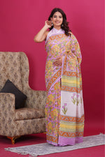 Load image into Gallery viewer, Mulmul Cotton Saree with Hand Block Print - Shivanya Handicrafts Women's Traditional Indian Wear