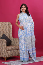 Load image into Gallery viewer, Mulmul Cotton Saree with Hand Block Print - Shivanya Handicrafts Women's Traditional Indian Wear